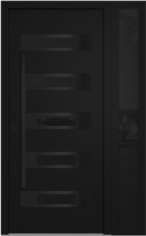 Nova Inox S5 Modern Exterior Single Door W/ (1) 12" Sidelight - Unit 50x81 3/8 Black Stainless Steel - Black - Doors and Beyond