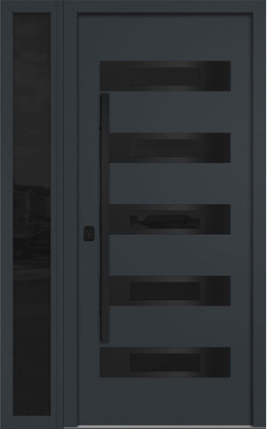 Nova Inox S5 Modern Exterior Single Door W/ (1) 12" Sidelight - Unit 50x81 3/8 Black Stainless Steel - Gray - Doors and Beyond
