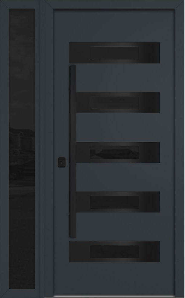 Nova Inox S5 Modern Exterior Single Door W/ (1) 12" Sidelight - Unit 50x81 3/8 Black Stainless Steel - Gray - Doors and Beyond