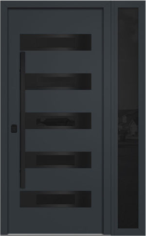Nova Inox S5 Modern Exterior Single Door W/ (1) 12" Sidelight - Unit 50x81 3/8 Black Stainless Steel - Gray - Doors and Beyond