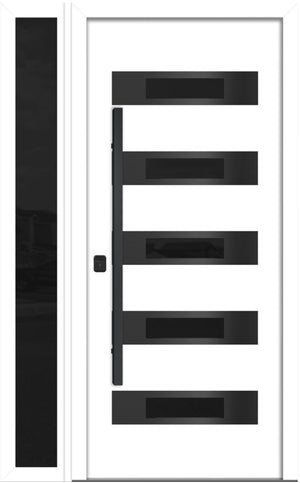 Nova Inox S5 Modern Exterior Single Door W/ (1) 12" Sidelight - Unit 50x81 3/8 Black Stainless Steel - White - Doors and Beyond