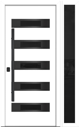 Nova Inox S5 Modern Exterior Single Door W/ (1) 12" Sidelight - Unit 50x81 3/8 Black Stainless Steel - White - Doors and Beyond