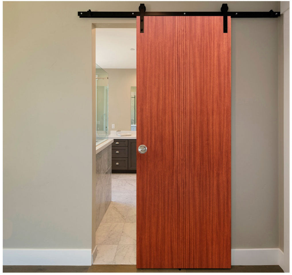 Nova M34 Sapele Laminated Modern Barn Door - Doors and Beyond