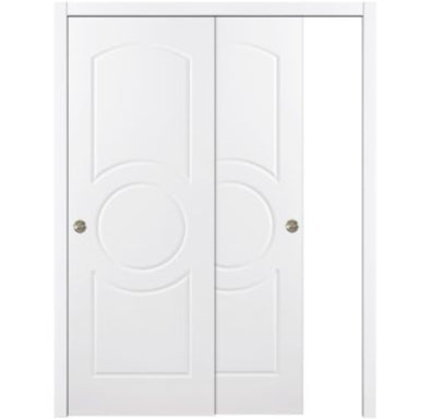 Nova Ovalo Soft White Laminated Modern Bypass Door - Doors and Beyond