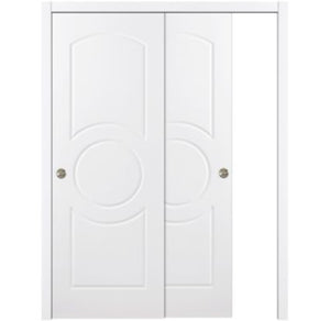 Nova Ovalo Soft White Laminated Modern Bypass Door - Doors and Beyond