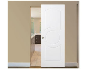 Nova Ovalo Soft White Laminated Modern Magic Door - Doors and Beyond