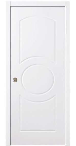 Nova Ovalo Soft White Laminated Modern Pocket Door - Doors and Beyond