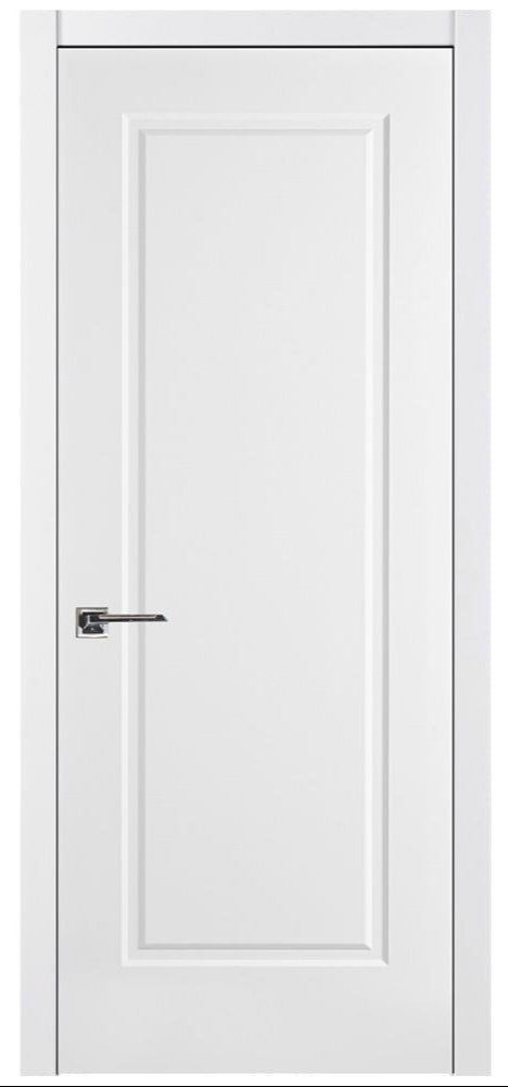 Nova 1 Panel Soft White Laminated Modern Single Pre-Hung Door - Doors and Beyond