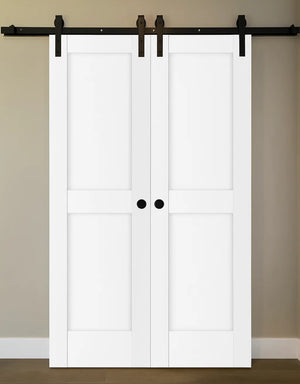 Nova Stile 024 Soft White Laminated Modern Double Barn Door - Doors and Beyond