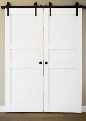 Nova Stile 029 Soft White Laminated Modern Double Barn Door - Doors and Beyond