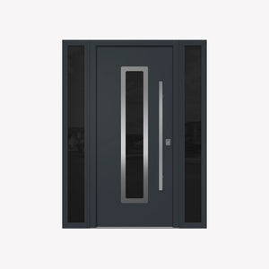 Nova Inox S1 Modern Exterior Single Door W/ (2) 12" Sidelight - Unit 62x81 3/8 - Gray - Doors and Beyond