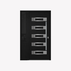 Nova Inox S5 Modern Exterior Single Door W/ (1) 12" Sidelight - Unit 50x81 3/8 - Black - Doors and Beyond