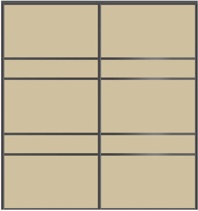 Custom Sliding Black Aluminum Doors - Style 08 - 2 doors - Beige Glass - Doors and Beyond