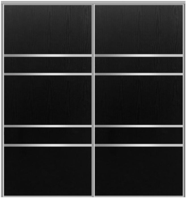 Custom Sliding Aluminum Doors - Style 08 - 2 doors  - Black Ash