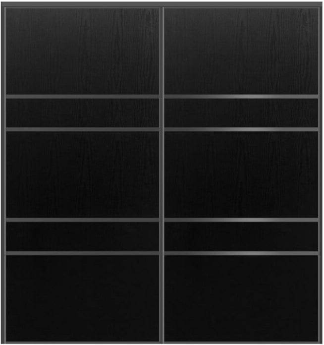 Custom Sliding Black Aluminum Doors - Style 08 - 2 doors  - Black Ash