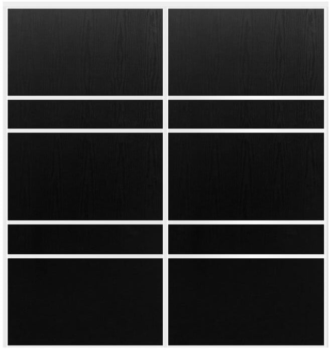 Custom Sliding White Aluminum Doors - Style 08 - 2 doors  - Black Ash