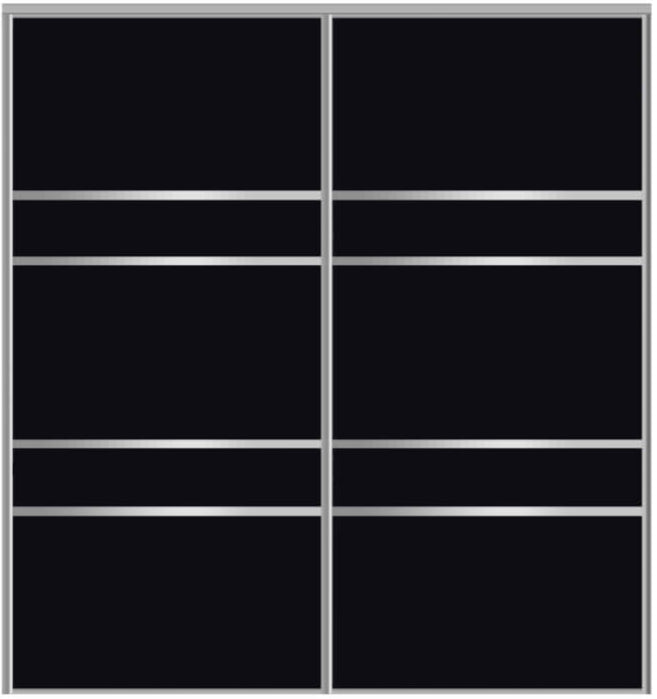 Custom Sliding Aluminum Doors - Style 08 - 2 doors  - Black Glass - Doors and Beyond