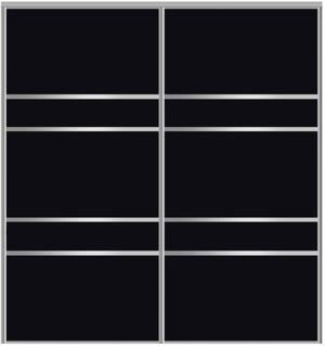 Custom Sliding Aluminum Doors - Style 08 - 2 doors  - Black Glass - Doors and Beyond
