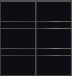 Custom Sliding Black Aluminum Doors - Style 08 - 2 doors - Black Glass - Doors and Beyond