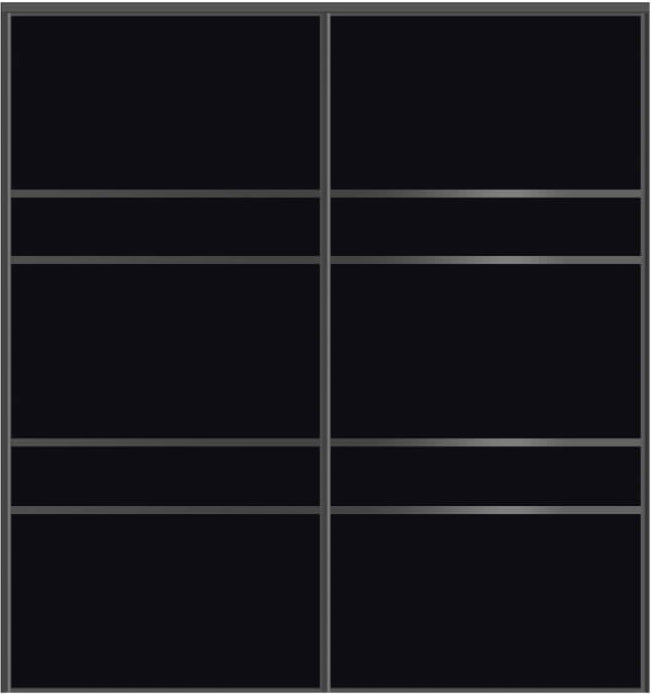 Custom Sliding Black Aluminum Doors - Style 08 - 2 doors - Black Glass - Doors and Beyond