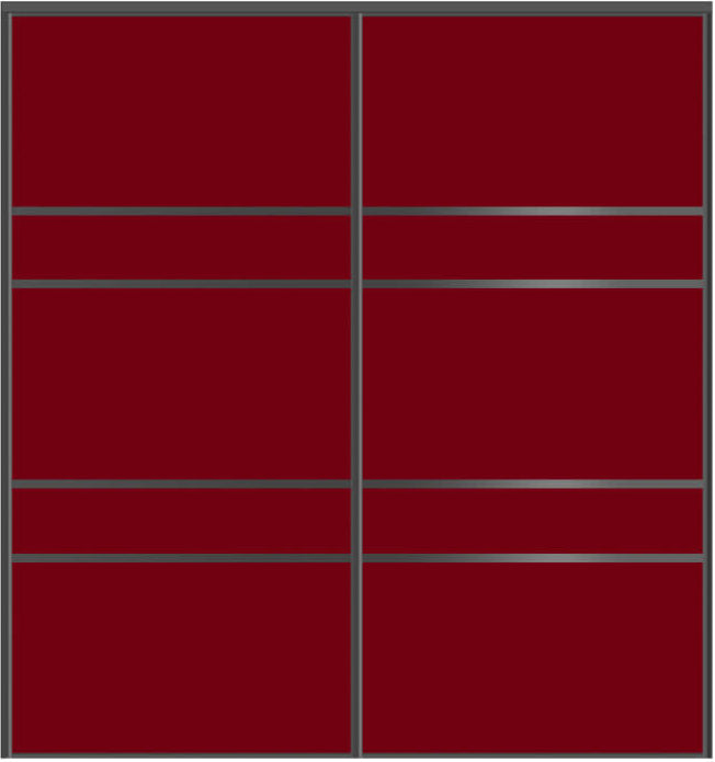 Custom Sliding Black Aluminum Doors - Style 08 - 2 doors  - Burgundy Glass