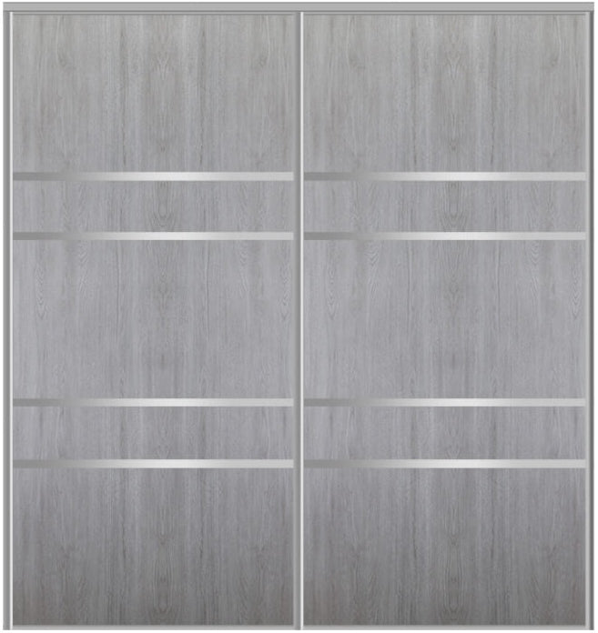 Custom Sliding Aluminum Doors - Style 08 - 2 doors  - Light Gray