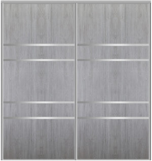 Custom Sliding Aluminum Doors - Style 08 - 2 doors  - Light Gray - Doors and Beyond