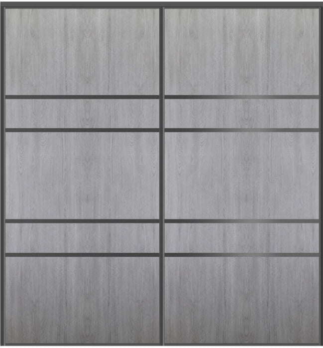 Custom Sliding Black Aluminum Doors - Style 08 - 2 doors  - Light Gray