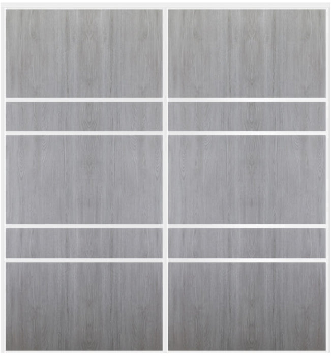 Custom Sliding White Aluminum Doors - Style 08 - 2 doors  - Light Gray