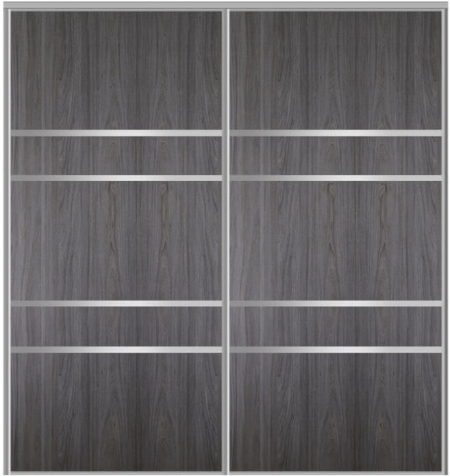 Custom Sliding Aluminum Doors - Style 08 - 2 doors  - Swiss Elm
