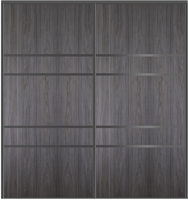 Custom Sliding Black Aluminum Doors - Style 08 - 2 doors  - Swiss Elm - Doors and Beyond