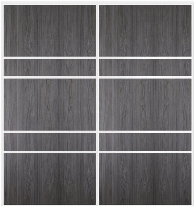 Custom Sliding White Aluminum Doors - Style 08 - 2 doors  - Swiss Elm - Doors and Beyond