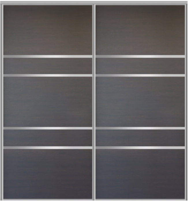 Custom Sliding Aluminum Doors - Style 08 - 2 doors  - Japan Oak