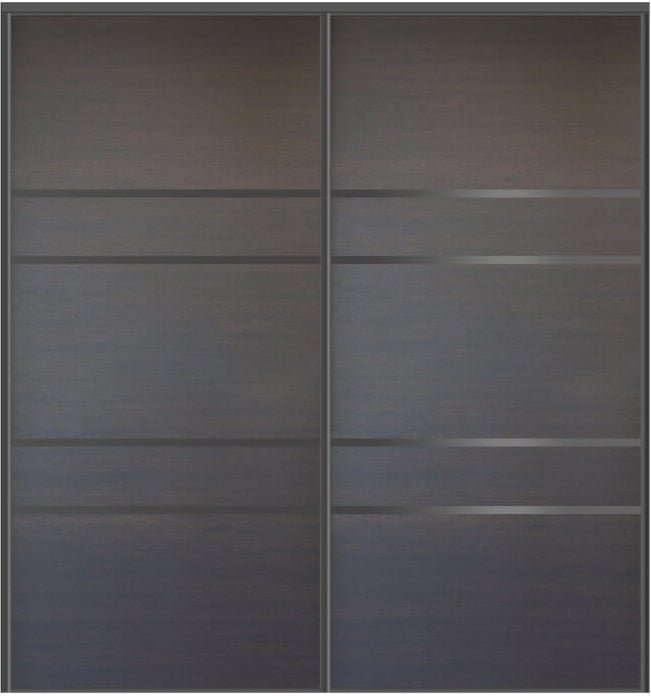 Custom Sliding Black Aluminum Doors - Style 08 - 2 doors  - Japan Oak