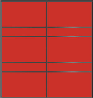 Custom Sliding Black Aluminum Doors - Style 08 - 2 doors - Light Red Glass - Doors and Beyond