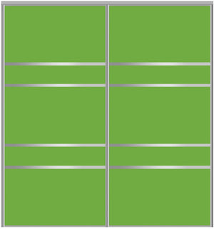 Custom Sliding Aluminum Doors - Style 08 - 2 doors  - Lime Green Glass - Doors and Beyond