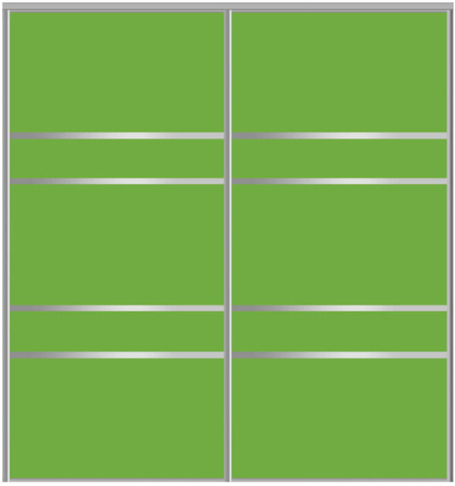 Custom Sliding Aluminum Doors - Style 08 - 2 doors  - Lime Green Glass - Doors and Beyond