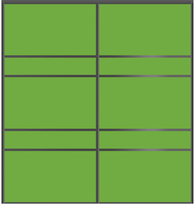 Custom Sliding Black Aluminum Doors - Style 08 - 2 doors - Lime Green Glass - Doors and Beyond