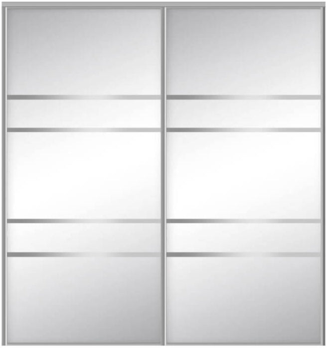 Custom Sliding Aluminum Doors - Style 08 - 2 doors  - MIrror - Doors and Beyond