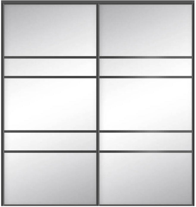 Custom Sliding Black Aluminum Doors - Style 08 - 2 doors  - MIrror