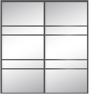 Custom Sliding Black Aluminum Doors - Style 08 - 2 doors  - MIrror - Doors and Beyond