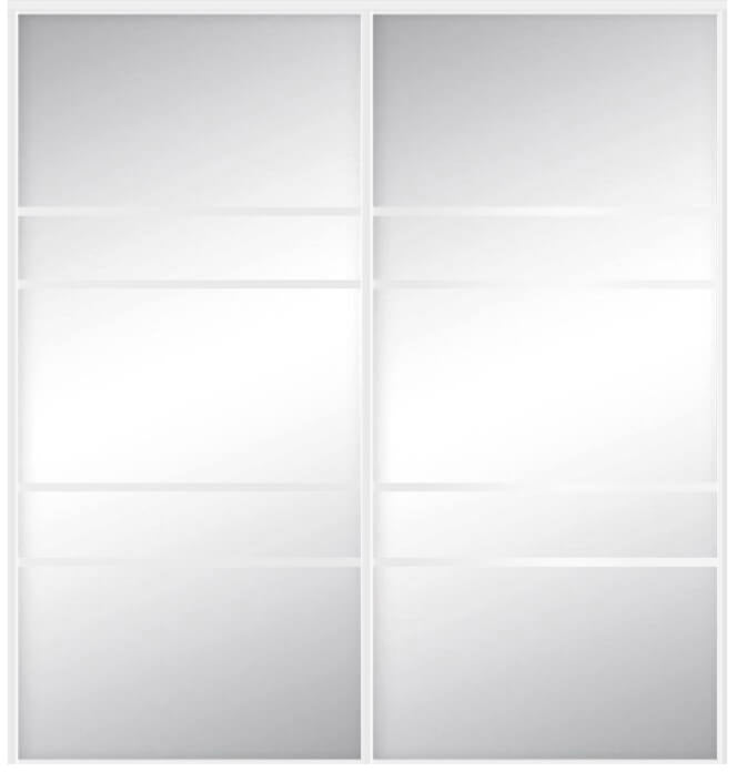 Custom Sliding White Aluminum Doors - Style 08 - 2 doors  - MIrror