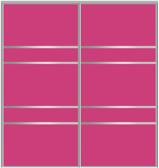 Custom Sliding Aluminum Doors - Style 08 - 2 doors  - Pink Glass
