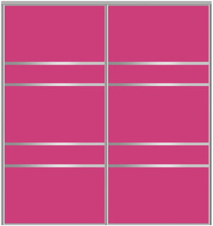 Custom Sliding Aluminum Doors - Style 08 - 2 doors  - Pink Glass - Doors and Beyond