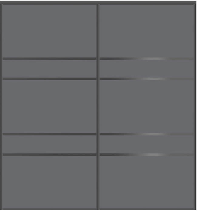 Custom Sliding Black Aluminum Doors - Style 08 - 2 doors - Silver Gray Glass - Doors and Beyond
