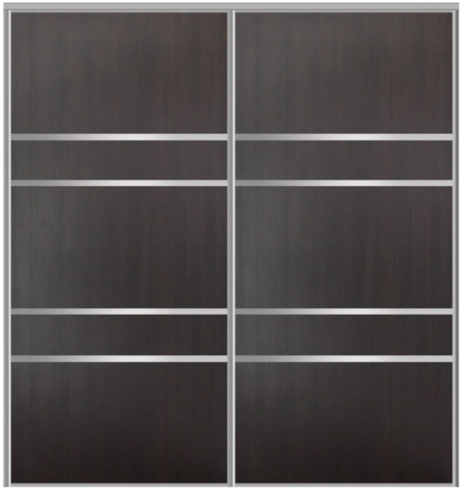 Custom Sliding Aluminum Doors - Style 08 - 2 doors - Premium Wenge - Doors and Beyond