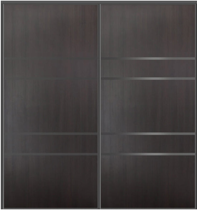 Custom Sliding Black Aluminum Doors - Style 08 - 2 doors - Premium Wenge - Doors and Beyond