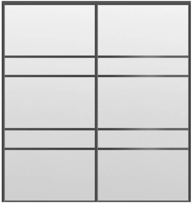 Custom Sliding Black Aluminum Doors - Style 08 - 2 doors - White Drawing - Doors and Beyond