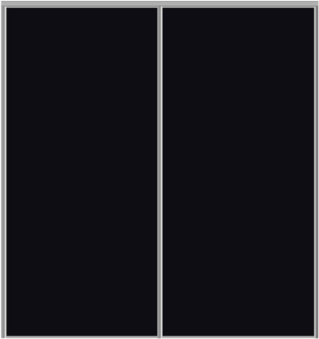 Custom Sliding Aluminum Doors - Style 01 - 2 doors  - Black Glass - Doors and Beyond