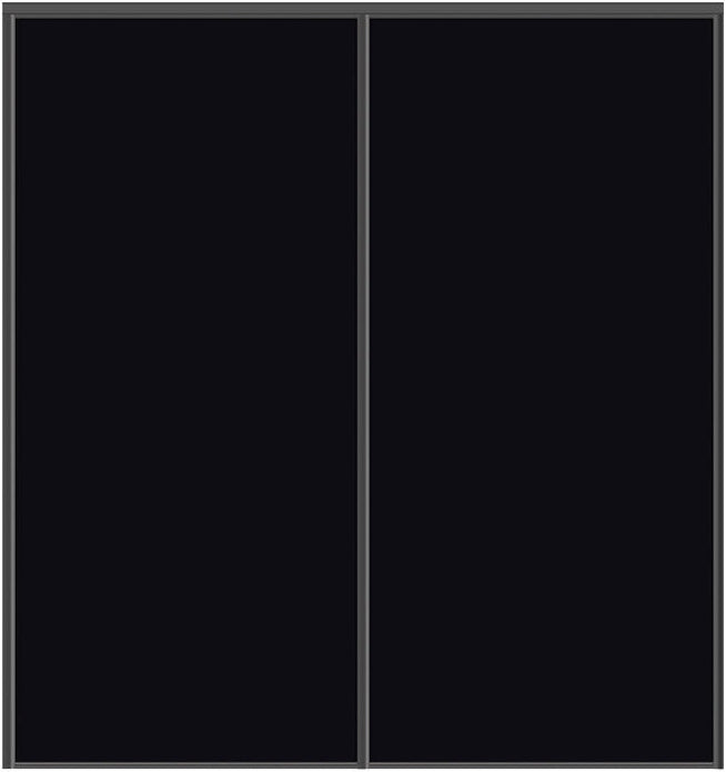 Custom Sliding Black Aluminum Doors - Style 01 - 2 doors - Black Glass - Doors and Beyond